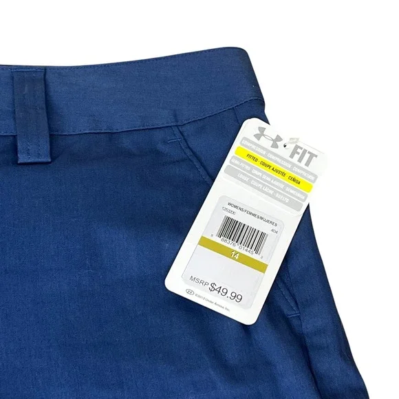 Under Armour Women's Navy Blue HeatGear Golf Casual Shorts Size 14 NWT - Picture 6 of 7